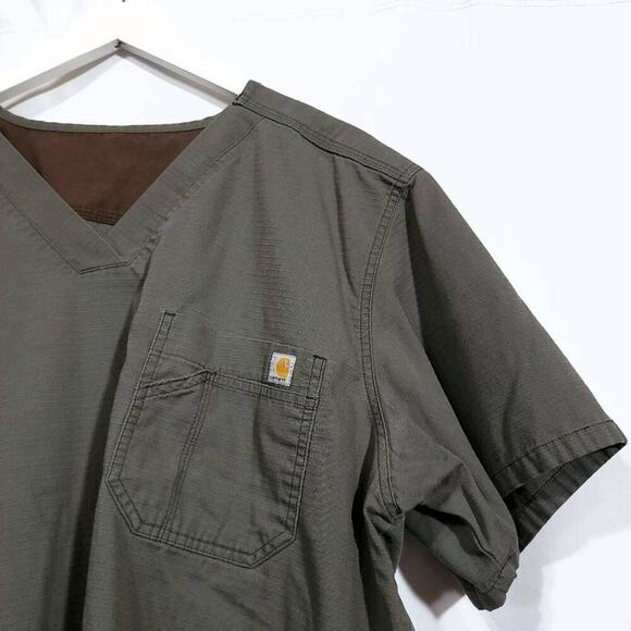 Carhartt Scrub Top Unisex Xl Shirt Green Gray Tshirt Work Nurse​​ - Picture 4 of 6